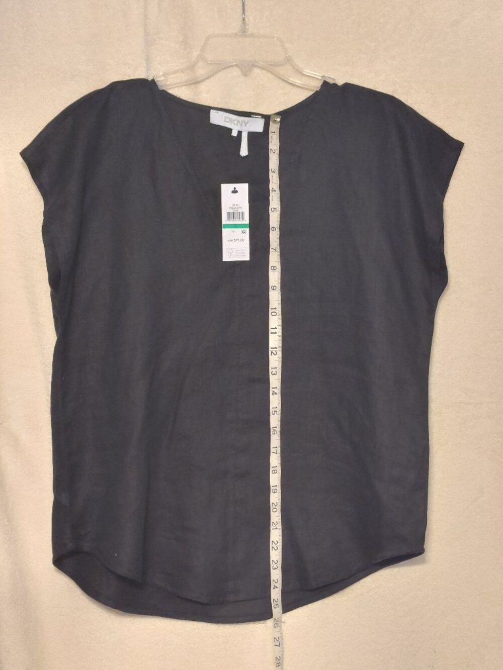 Black short sleeve linen blouse NWT